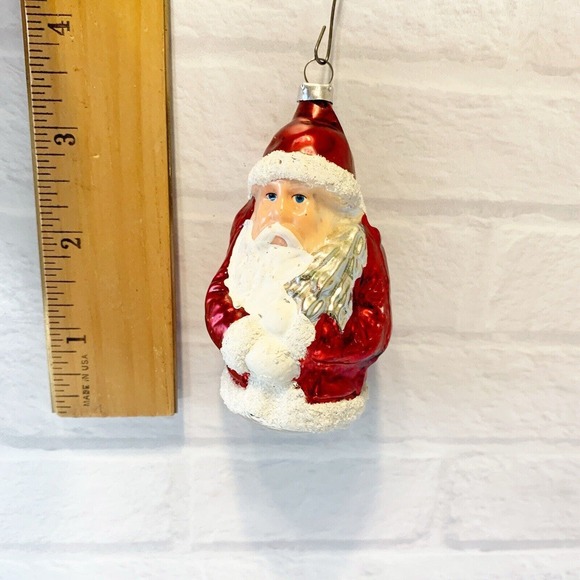 Vintage Santa Blown Glass Christmas Ornament 3 Inch West Germany - Picture 4 of 4